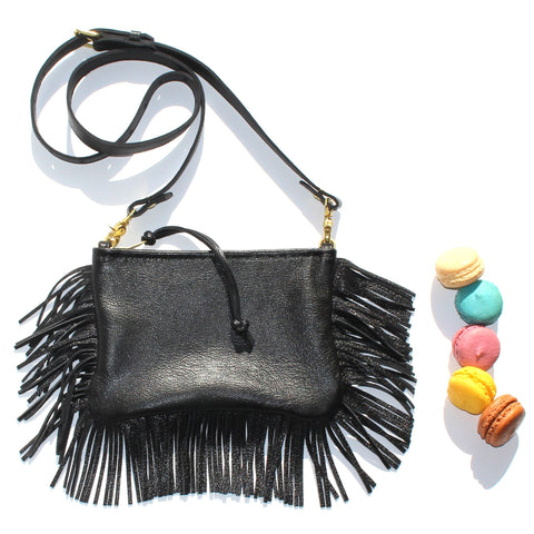 Easy Breezy Mini Fringe Cross body, Black