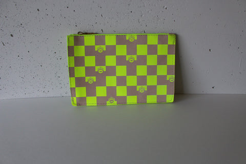 Neon Yellow Eye and Eye Check Clutch - Medium