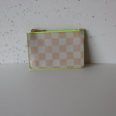Smiley check wallet clutch