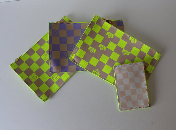 Smiley check wallet clutch
