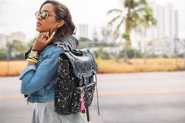 Active Nomad Backpack, Black splattered with white