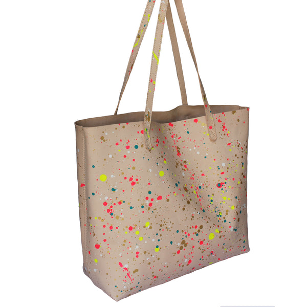 Active Nomad Tote - Natural with Multicolored Splatter
