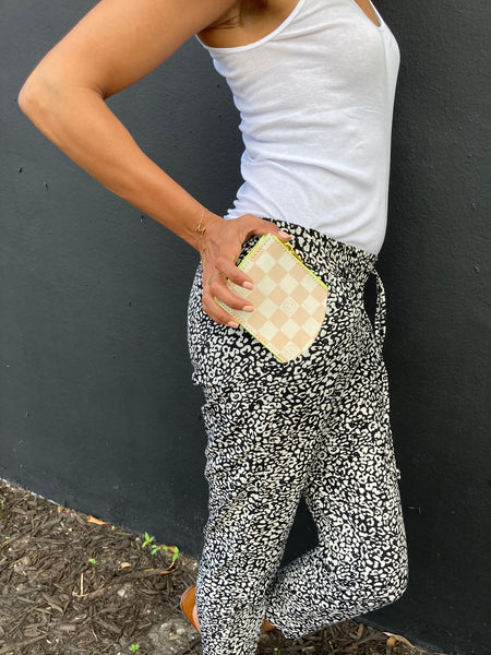 Smiley check wallet clutch